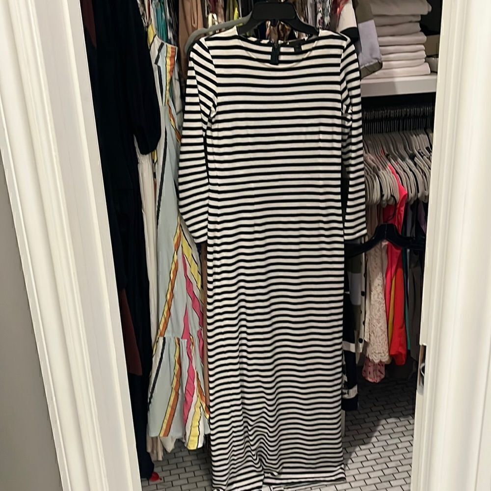 J.Crewβnavyβandβwhiteβstripedβmaxiβdressβszβ00βEUC